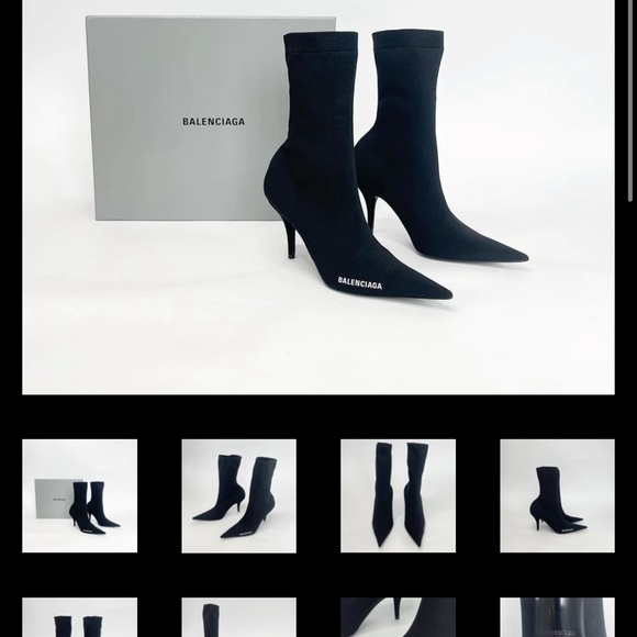Balenciaga Logo black knit ankle boots - Picture 2 of 10